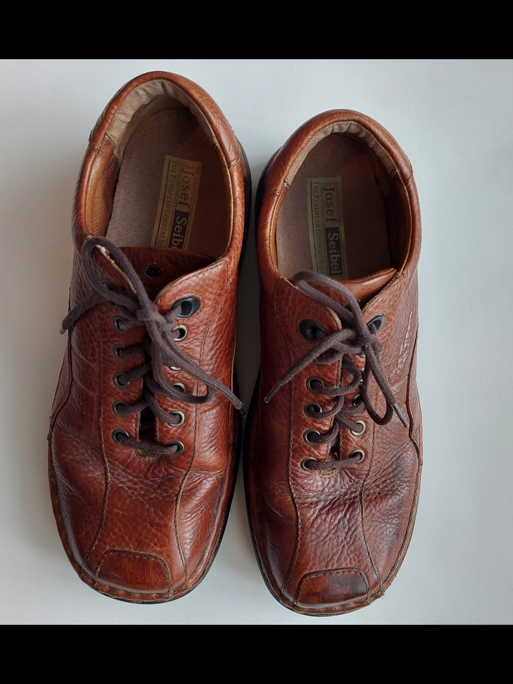 Josef Seibel Men's Box Toe Brown Leather Shoes Size 45 EU / 11 US/ 10 UK